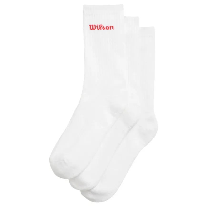 Calcetines Wilson U Crew Logo Sock 3 Pack Bright White L