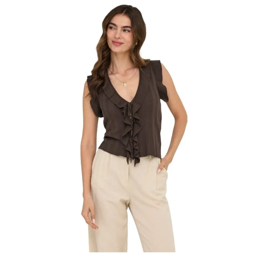 Camisas manga corta Only Onlnelly Sl V-Neck String Cardi Knt Noos