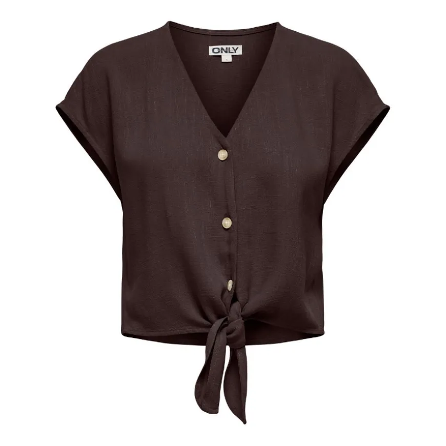 Camisas manga corta Only Onlsiesta Ss Knot Lin Bl Shirt Pnt Noos