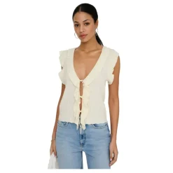 Camisas manga corta Only Onlnelly Sl V-Neck String Cardi Knt Noos