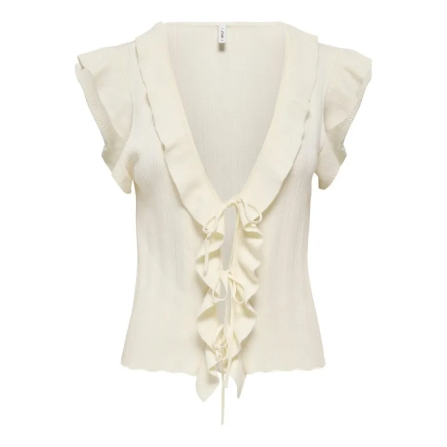 Camisas manga corta Only Onlnelly Sl V-Neck String Cardi Knt Noos