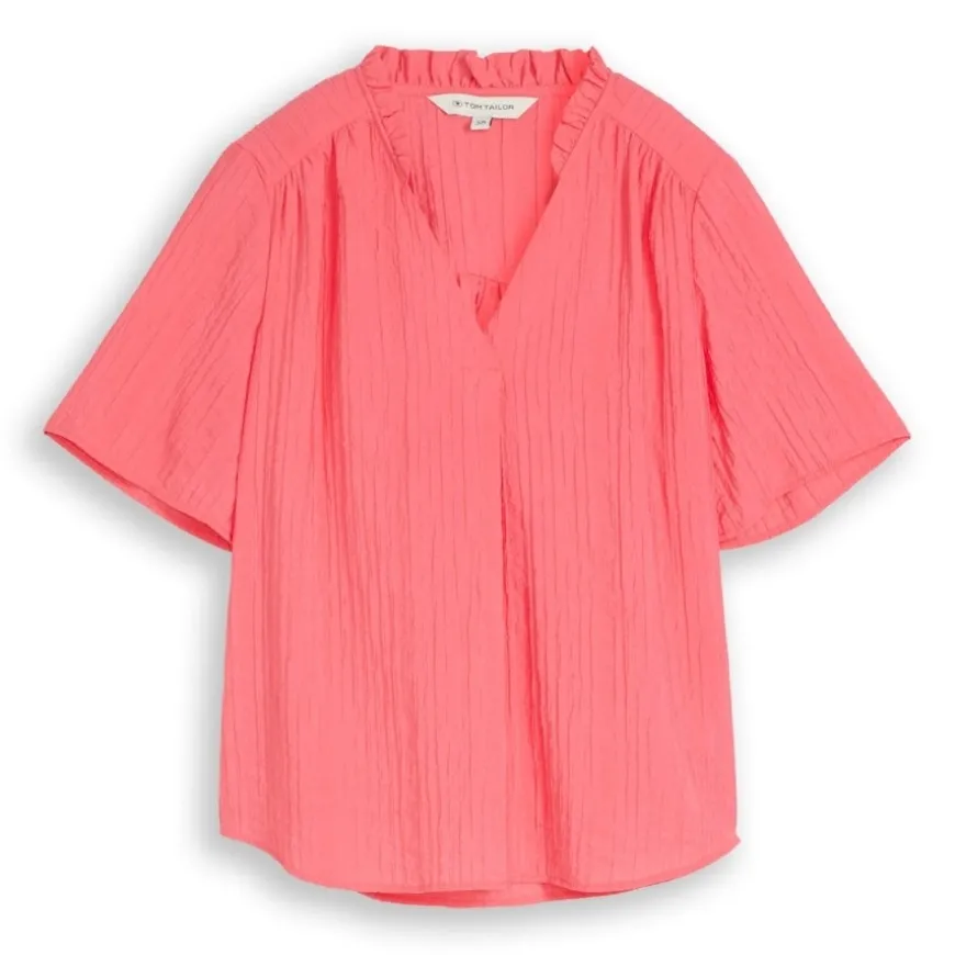 Camisas manga corta Tom tailor Blouse Crinkled With Frill Collar