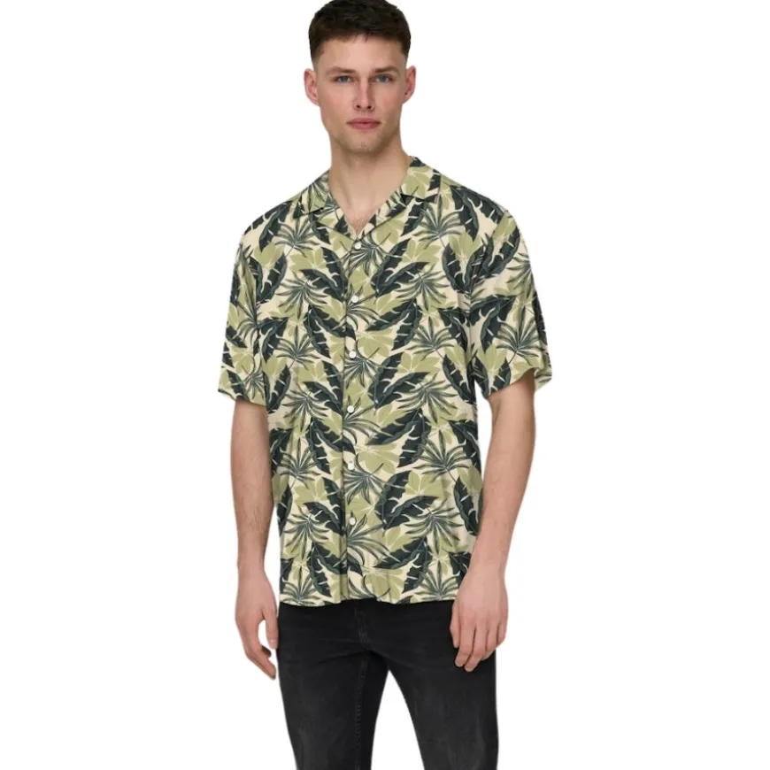 Camisas manga corta Only & sons Onswayne Life Aop Ss Viscose Shirt Noos