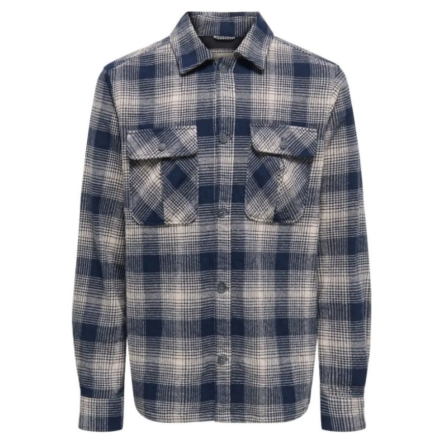 Camisas manga larga Only & sons Onscedric Life Check Overshirt Noos