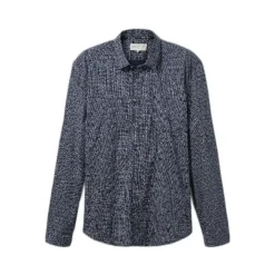 Camisas manga larga Tom tailor fitted pr, navy scratched check print, L