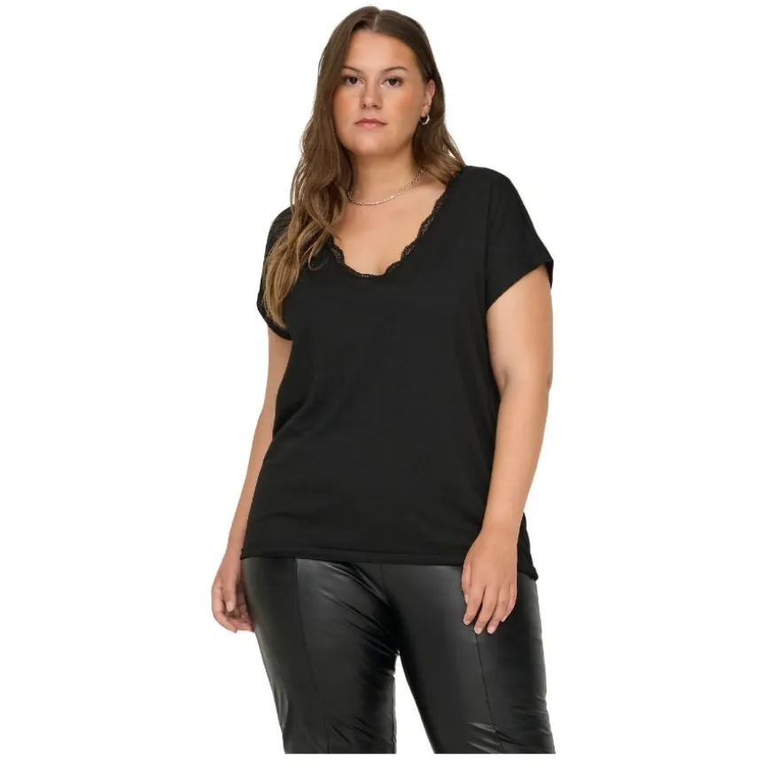 Camisetas manga corta Carmakoma Carmoster S S Lace V-Neck Top Jrs