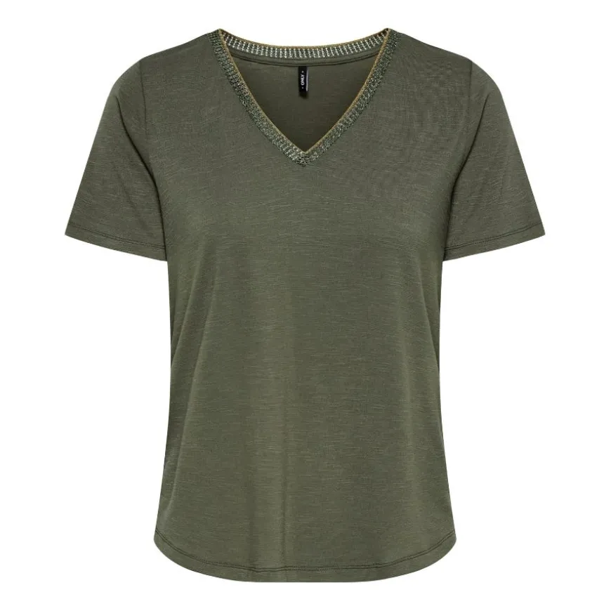 Camisetas manga corta Only Onldemi S S V-Neck Glitter Top Jrs