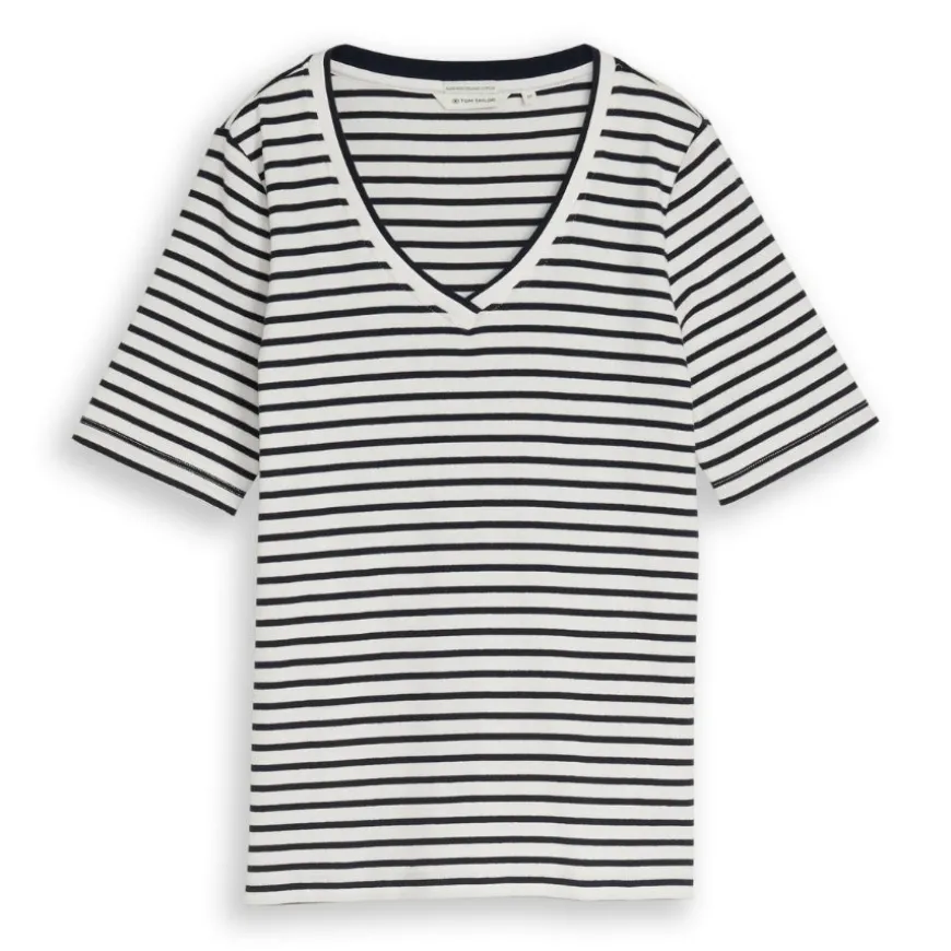 Camisetas manga corta Tom tailor T-Shirt Stripe V-Neck