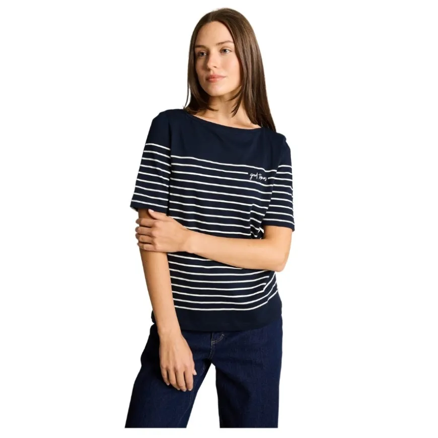 Camisetas manga corta Tom tailor T-Shirt Placed Stripe Boat Neck