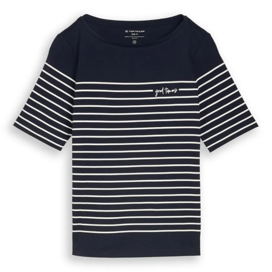 Camisetas manga corta Tom tailor T-Shirt Placed Stripe Boat Neck