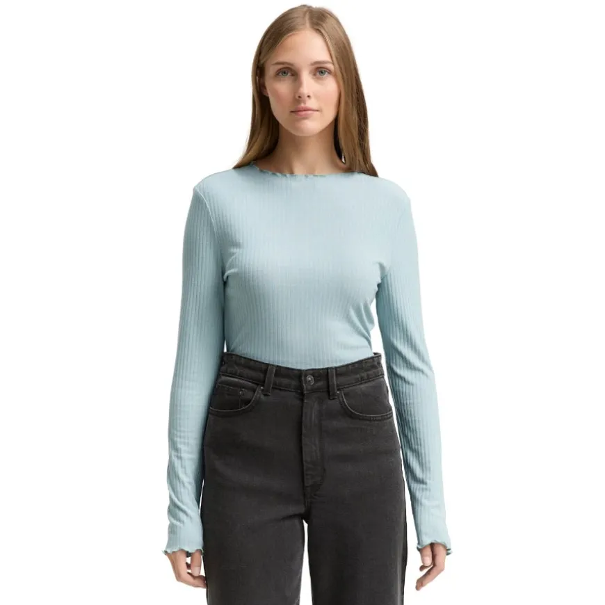 Camisetas manga corta Tom tailor Rib T-Shirt With Frill Edge