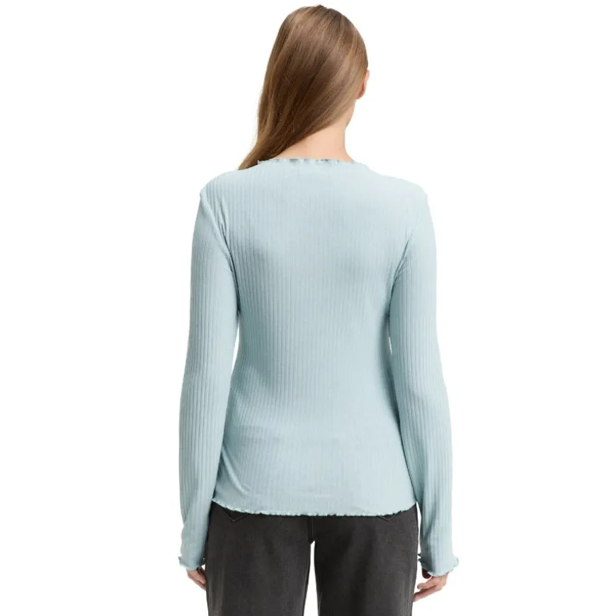 Camisetas manga corta Tom tailor Rib T-Shirt With Frill Edge