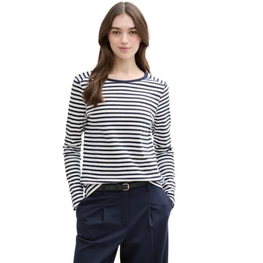 Camisetas manga larga Tom tailor Striped Interlock T-Shirt T-Shirts