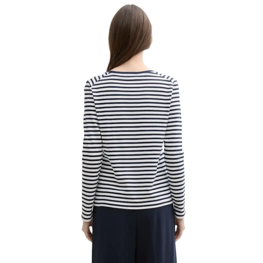 Camisetas manga larga Tom tailor Striped Interlock T-Shirt T-Shirts