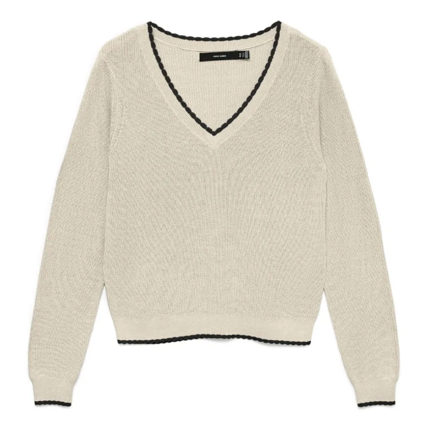 Camisetas sin mangas Vero moda Vmnewlexsun Contrast Ls V-Neck Pull.