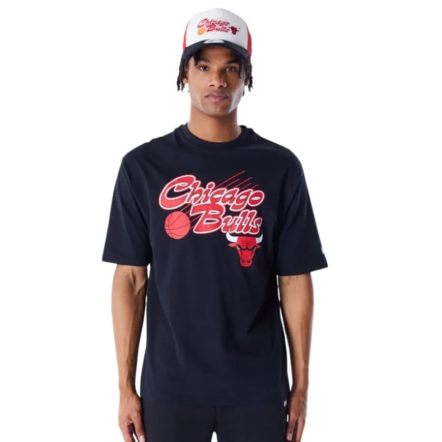 Camisetas manga corta New era Nba Script Os Tee Chicago Bulls Blkfdr