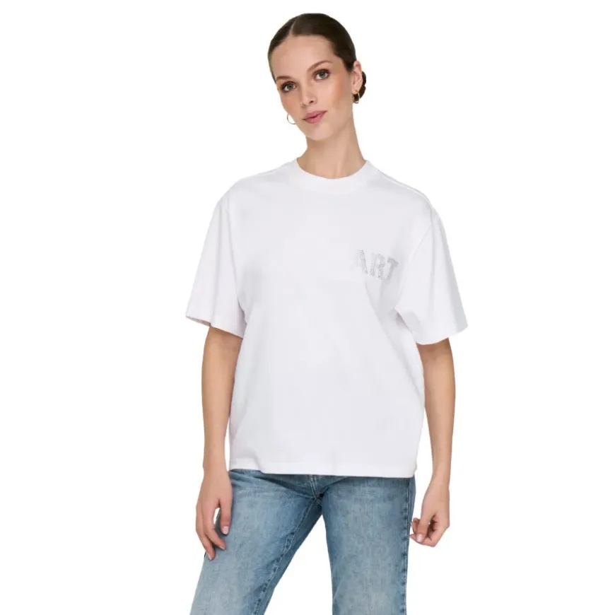 Camisetas manga corta Only Onlriri S S Rhinestone Top Box Jrs