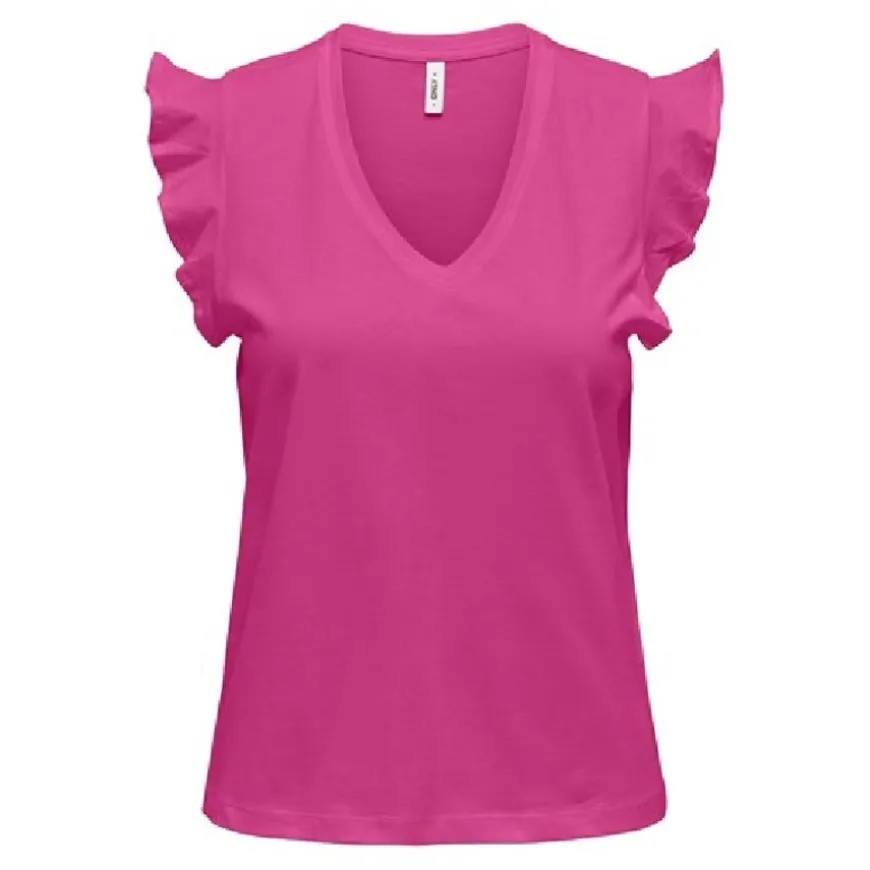 Camisetas manga corta Only Onlmay Life S S Frill V-Neck Top Box Jrs