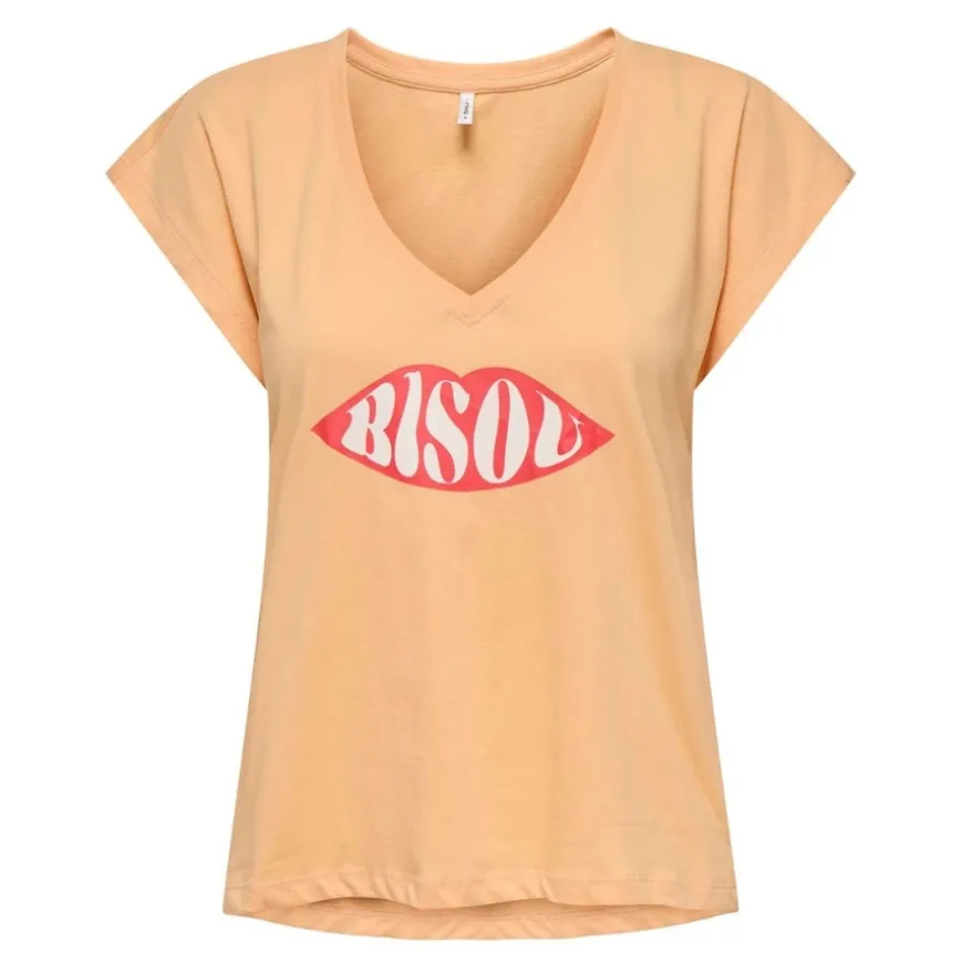 Camisetas manga corta Only Promotees Onlanna Life S S Amor V-Neck Top Cs Jrs
