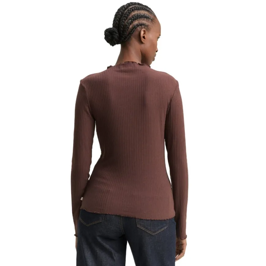 Camisetas manga corta Tom tailor Rib T-Shirt With Frill Edge