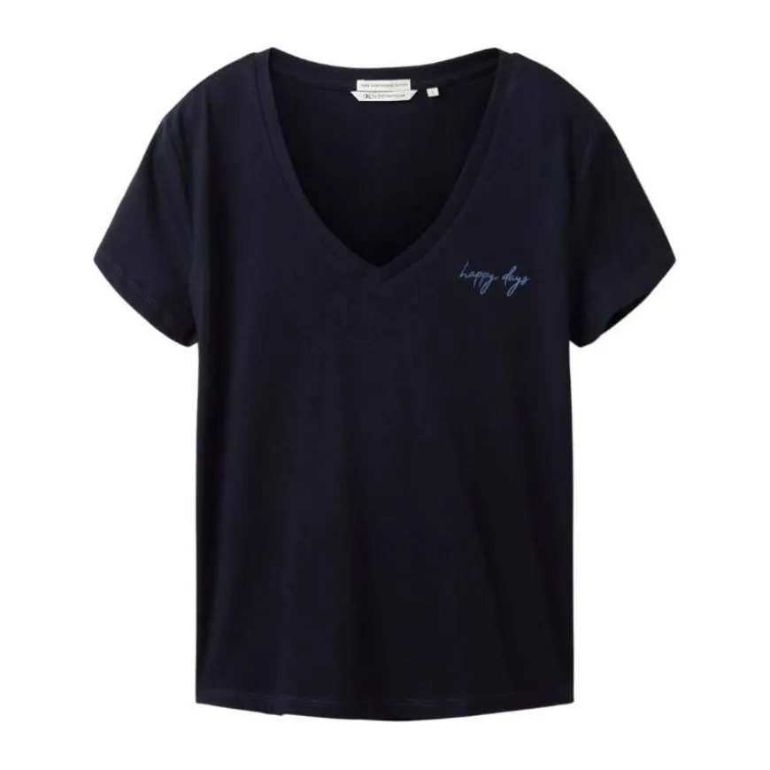 Camisetas manga corta Tom tailor V-Neck T-Shirt W. Embro