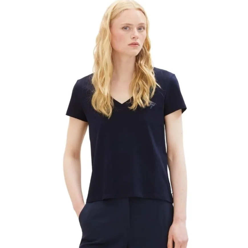 Camisetas manga corta Tom tailor V-Neck T-Shirt W. Embro