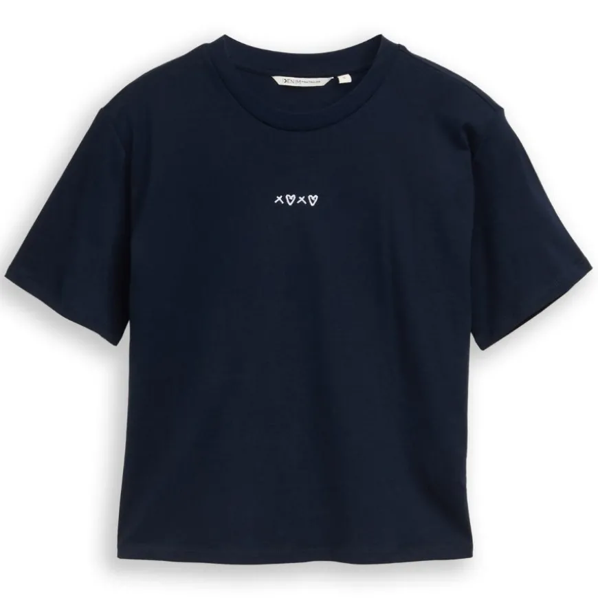 Camisetas manga corta Tom tailor Boxy T-Shirt With Embro