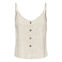Camisetas sin mangas Only Onlsiesta Linen Bl Emb Singlet Pnt