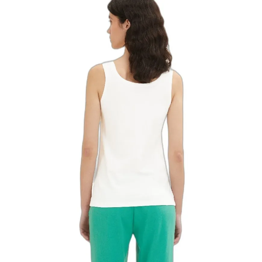 Camisetas sin mangas Tom tailor Top Carrâ© Neck, Whisper White, L