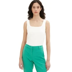 Camisetas sin mangas Tom tailor Top Carrâ© Neck, Whisper White, L