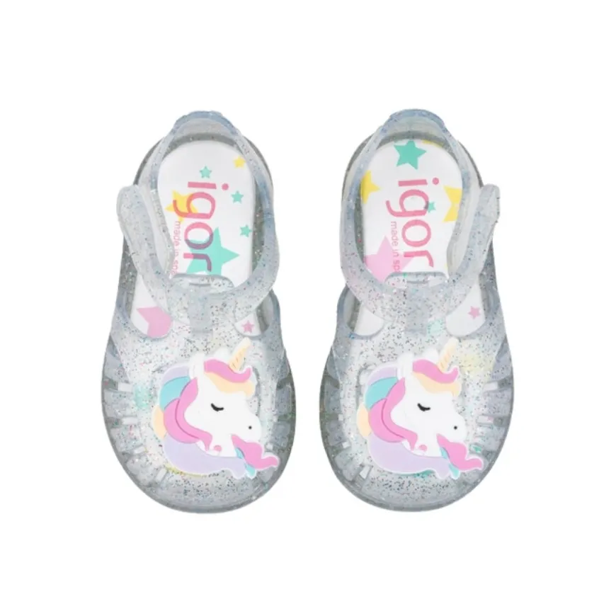 Chanclas Igor TOBBY UNICORNIO TR.TRANSP. MULTI GLITTER