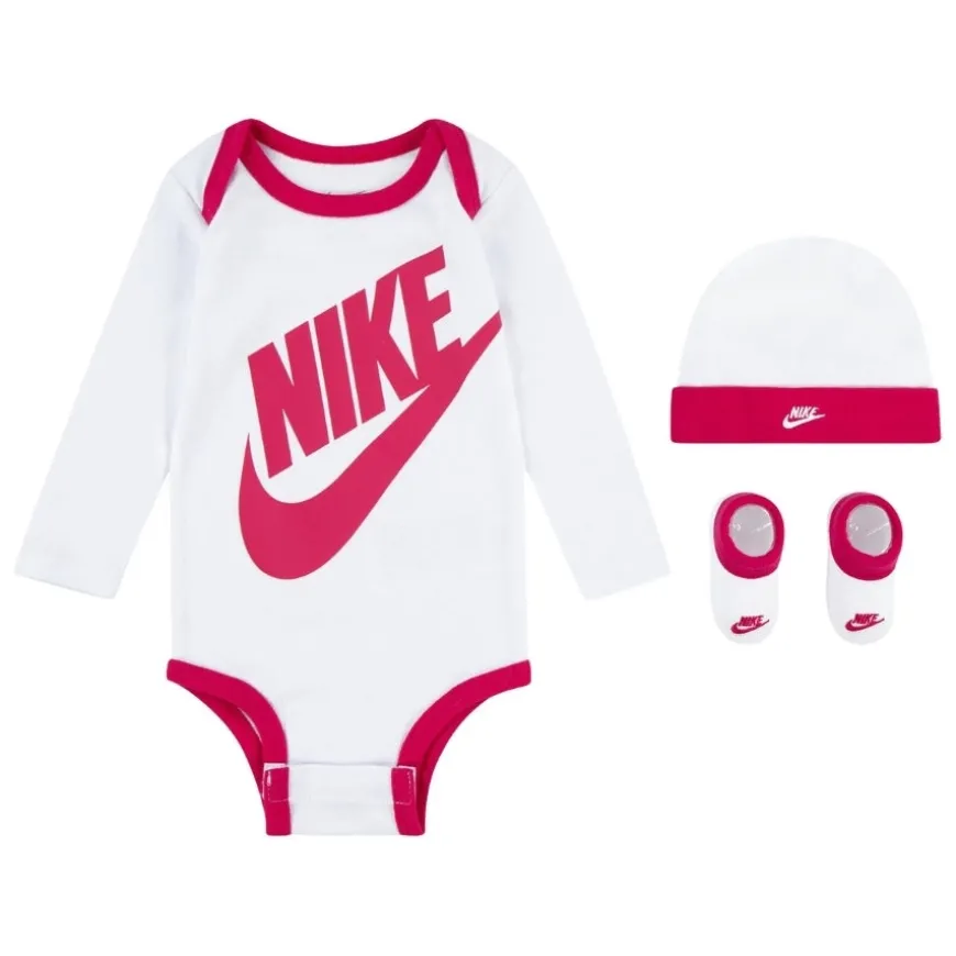 Conjuntos Nike kids Futura Logo Ls Hat Bodysuit Bootie 3Pc