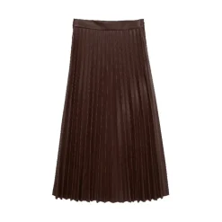 Faldas Tom tailor Skirt Midi Plisse Fake Leather