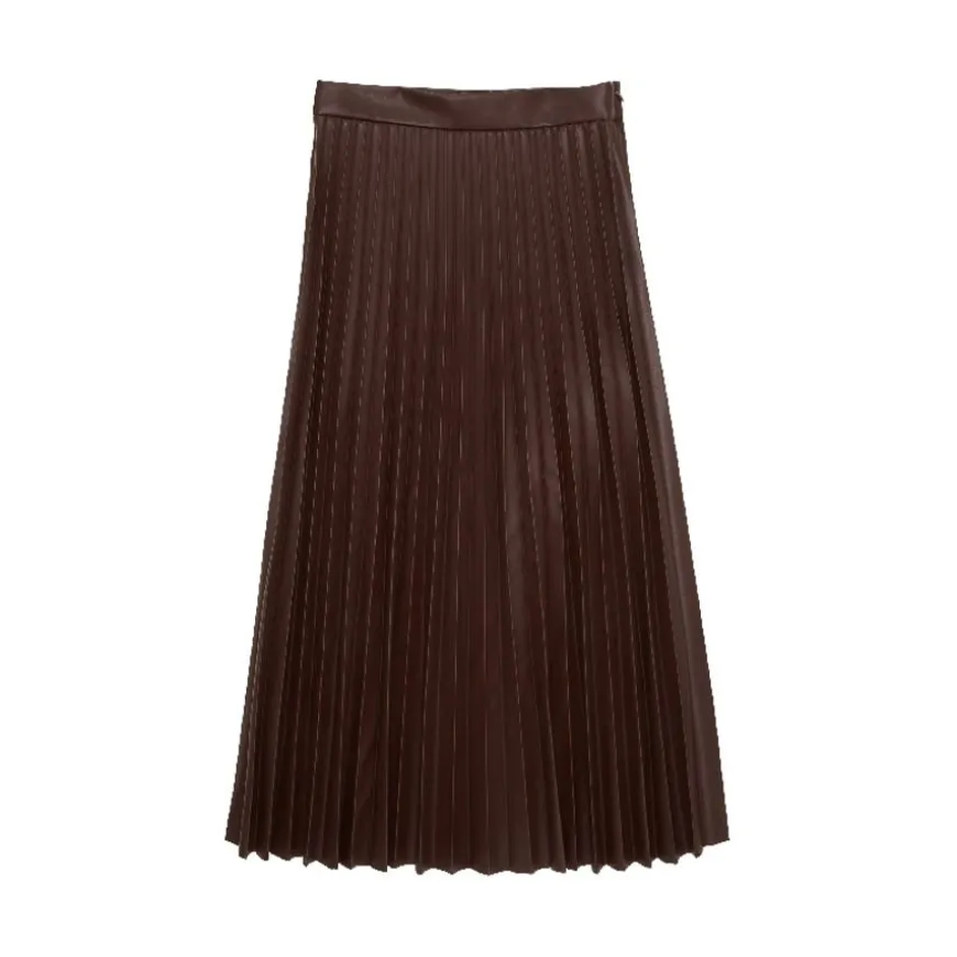Faldas Tom tailor Skirt Midi Plisse Fake Leather