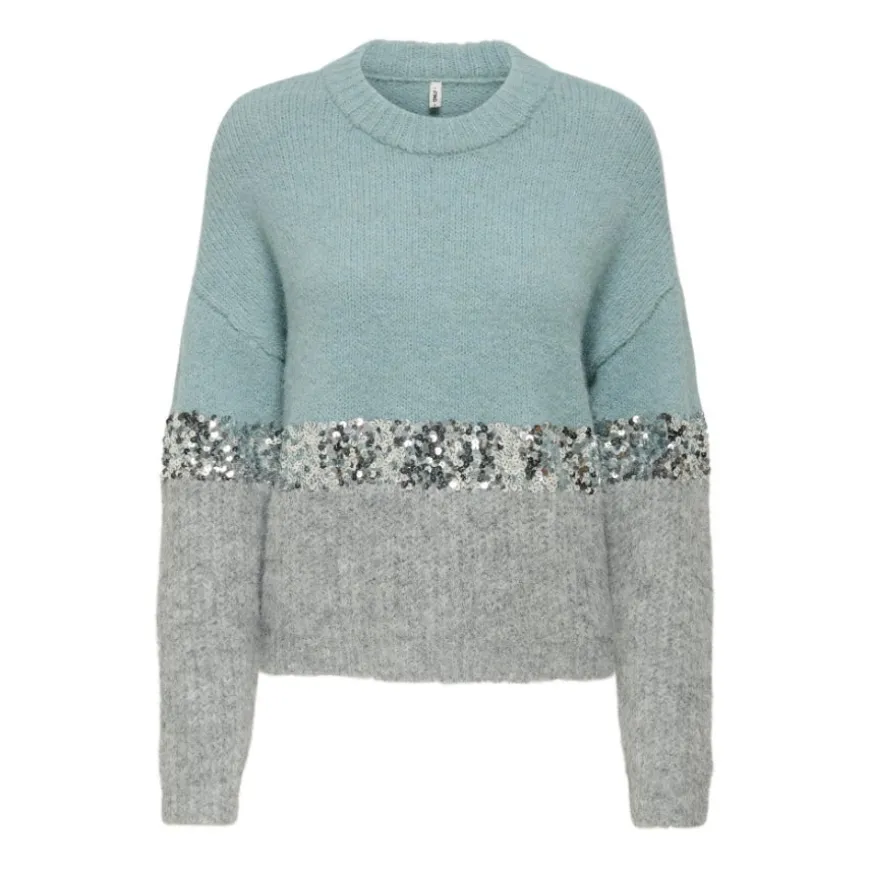 Jerseys Only Onlmaine Life Ls Sequin Block O-Neck Knt