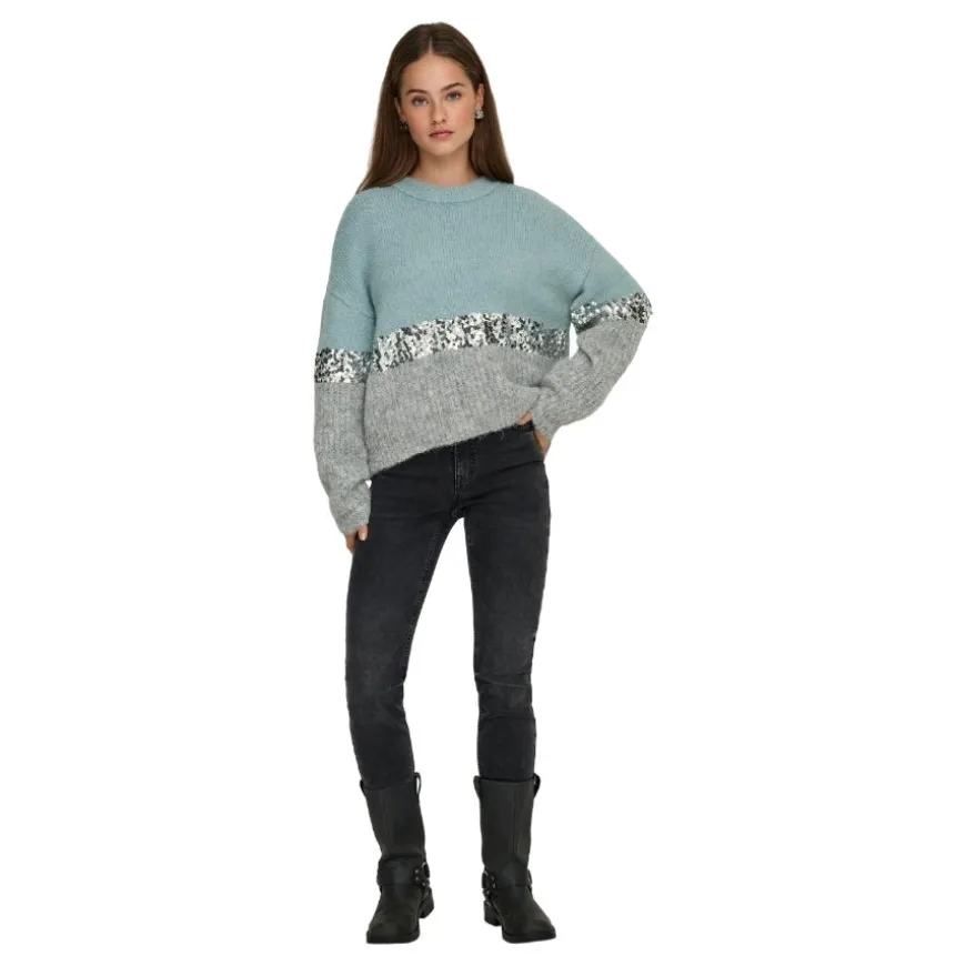 Jerseys Only Onlmaine Life Ls Sequin Block O-Neck Knt