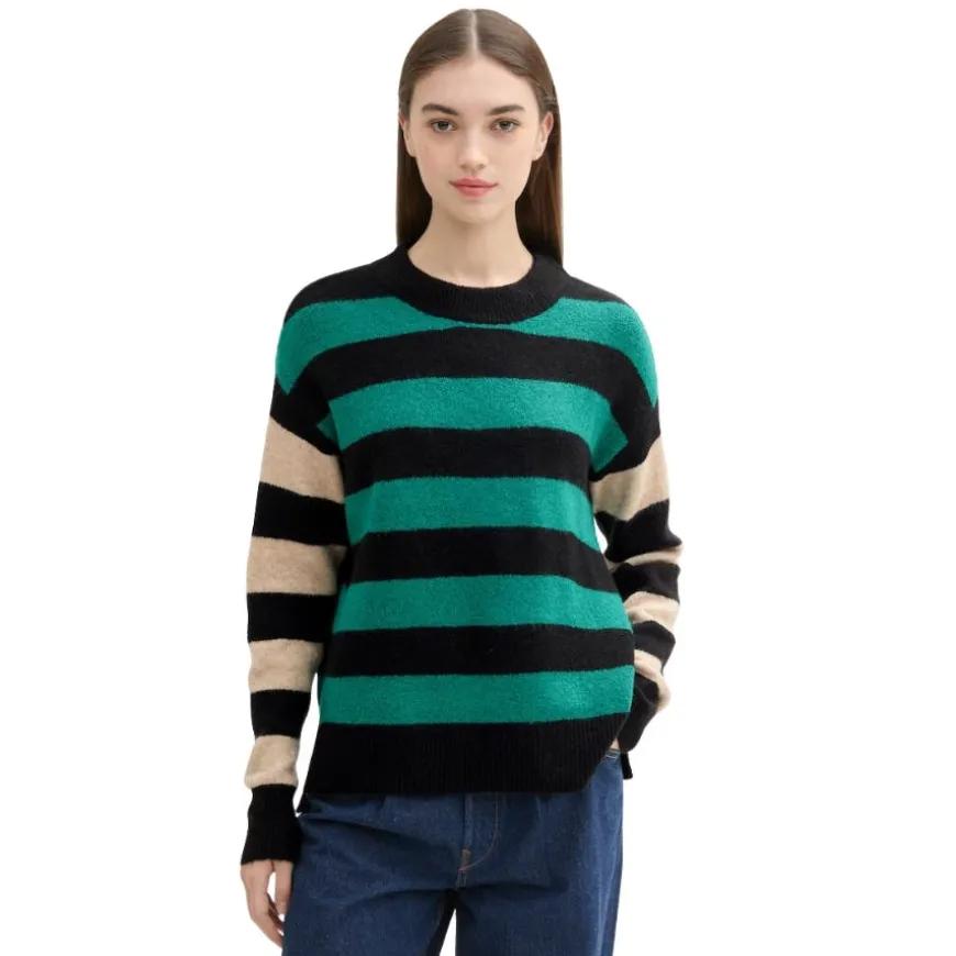 Jerseys Tom tailor Stripe Patch Pullover Flat Knit Tops