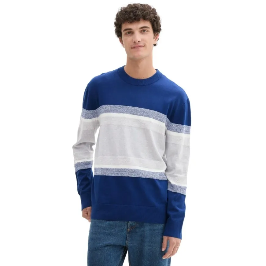 Jerseys Tom tailor Block Stripes Crewneck Knit Flat Knit Tops