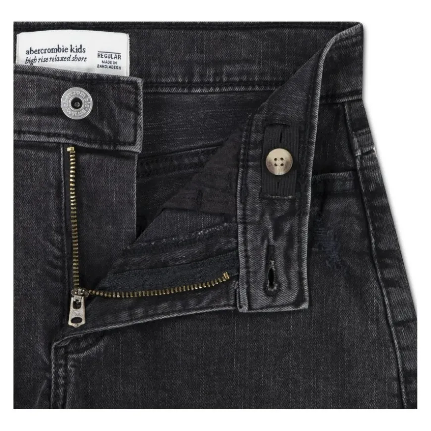 Pantalones bermudas Abercrombie Afg High Rise Relaxed Denim Sh