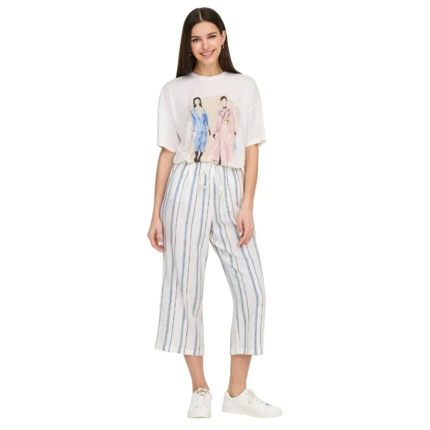 Pantalones largos Only Onlsiesta Mw Pull Linen Bl Culotte Pnt