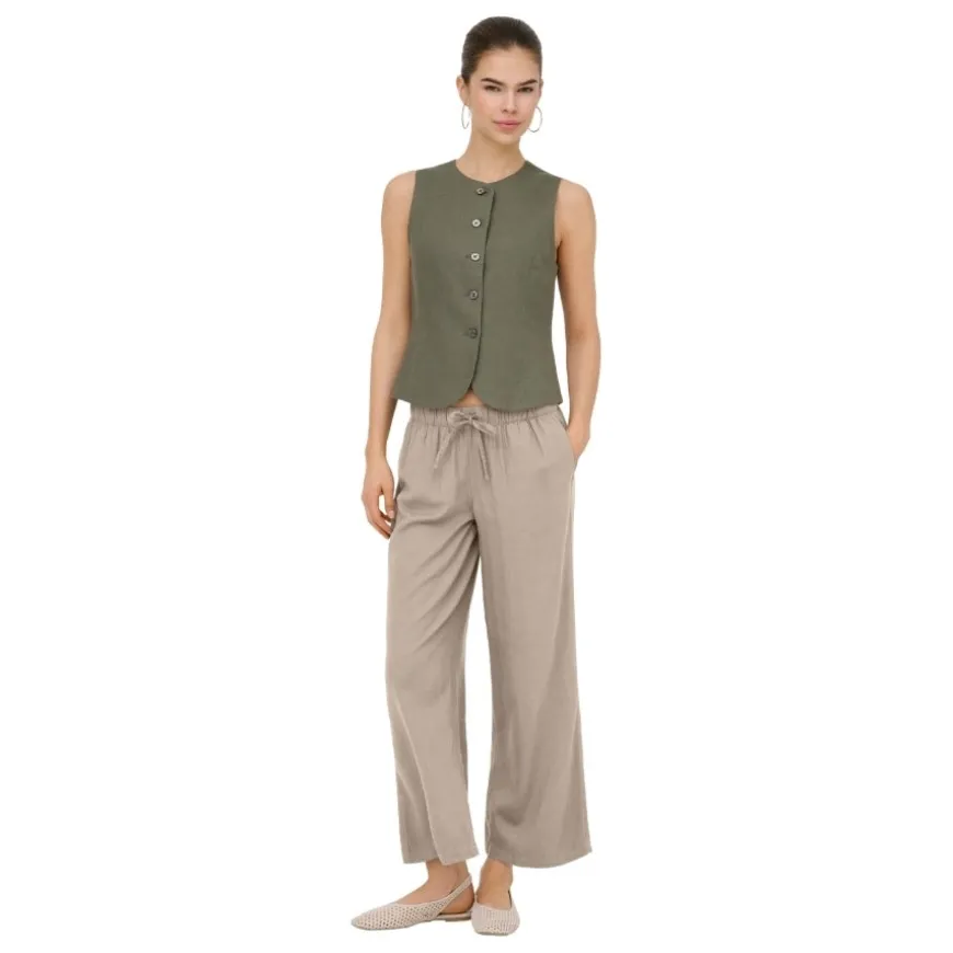 Pantalones piratas Only Onlgoa Mw Lin Bl Pull-Up Culotte Cc Pnt