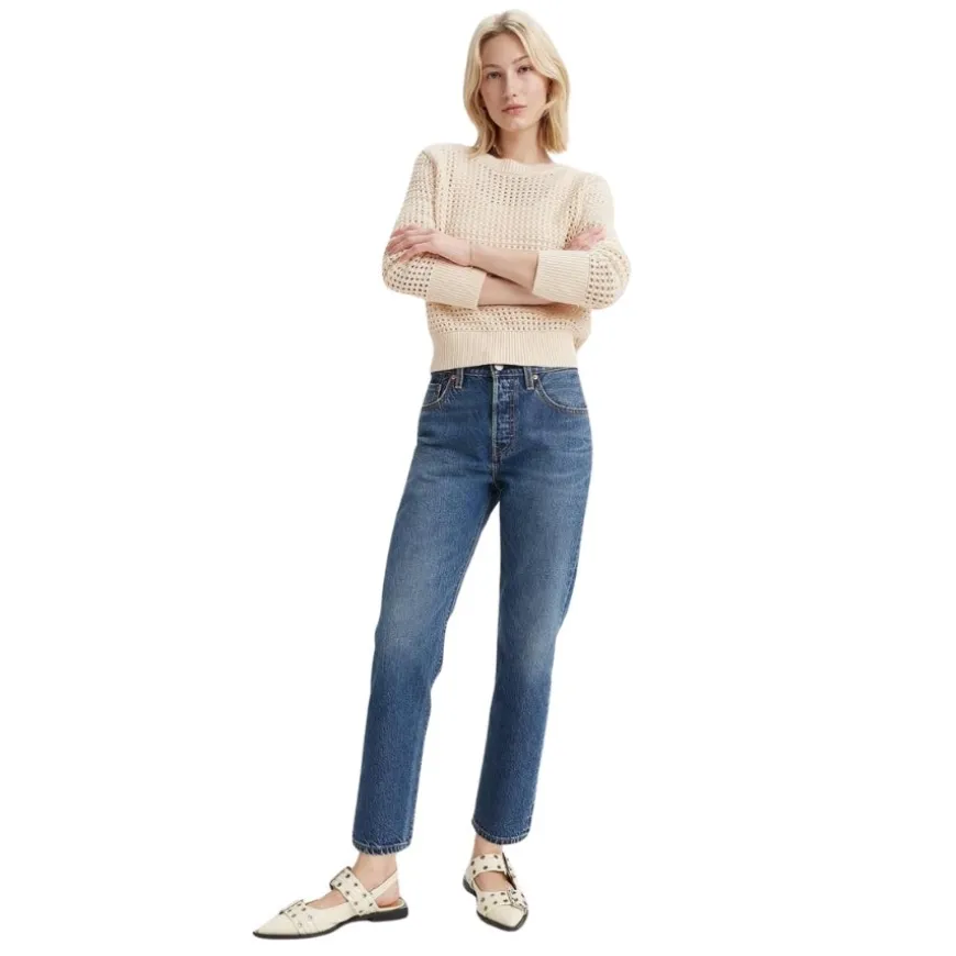 Pantalones tejanos Levis 501® Crop Lightweight Med Indigo - Worn In