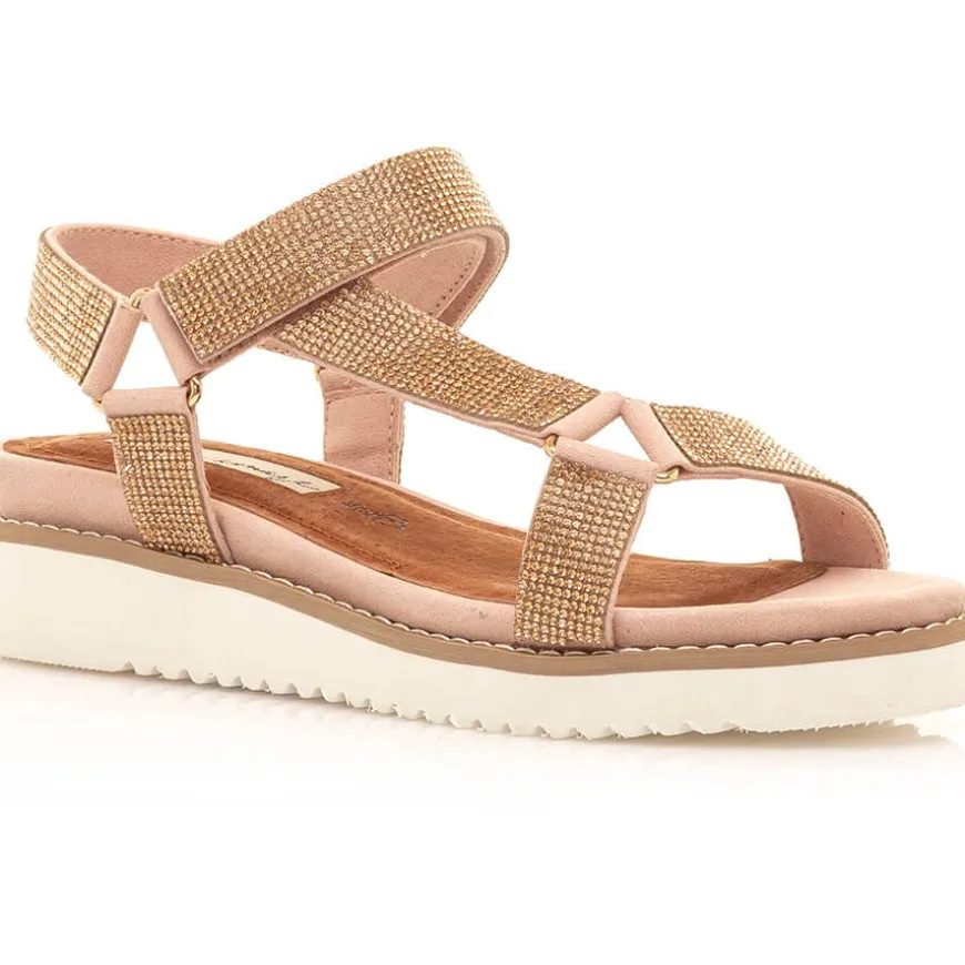 Sandalias Maria mare Microfibre Nude Crystals Rosa Palo